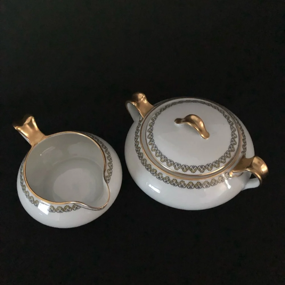 Haviland Limoges & Co Sugar & Creamer - Gold Accents - France